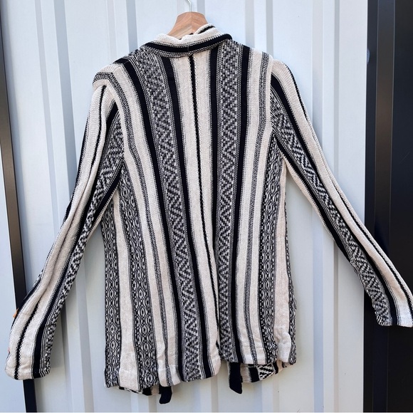 CHAPS DENIM Sweater Black Ivory Long Line Open Front Cardigan Knit Cotton Small - Picture 7 of 12